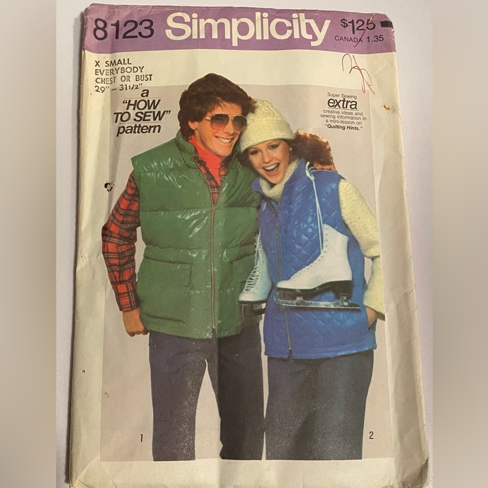 SIMPLICITY HOW TO SEW Vest pattern SZxsmall